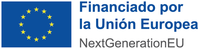 Logo de la Unión Europea con estrellas doradas y texto indicando financiamiento por NextGenerationEU
